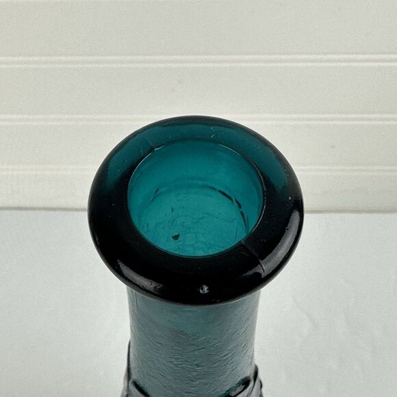 VTG Italy Empoli Genie Bottle Decanter Teal Blue Floral Butterfly NO STOPPER - Picture 6 of 9